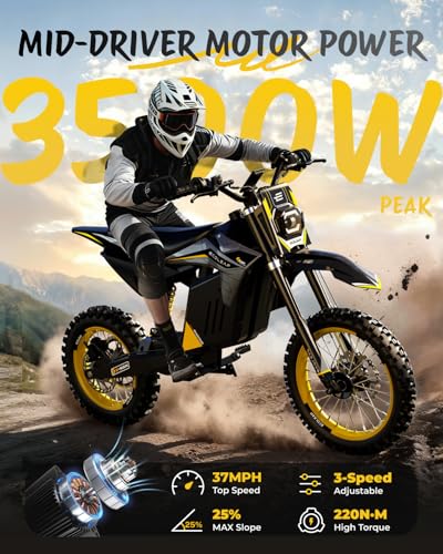 3500W Peak Electric Dirt Bike for Teens & Adults, 37MPH