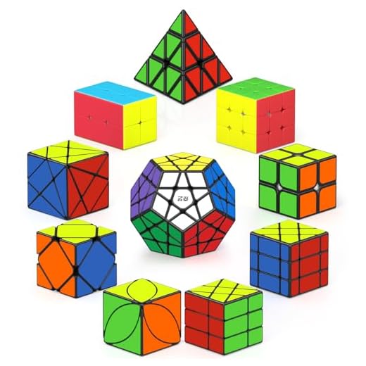 ROXENDA Cubos de Velocidad, [Paquete de 10] Speed Cube Set 2X2 3X3 2X3 Pirámide Megaminx Skew Axis Windmill Ivy Fisher Cube, Smooth Magic Cube Colección de Rompecabezas