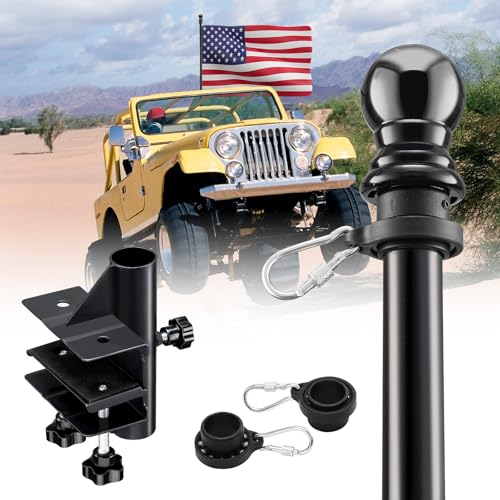 Truck Flag Pole with Mount for Truck Bed, 5ft Metal Flagpole, Heavy Duty Flag...