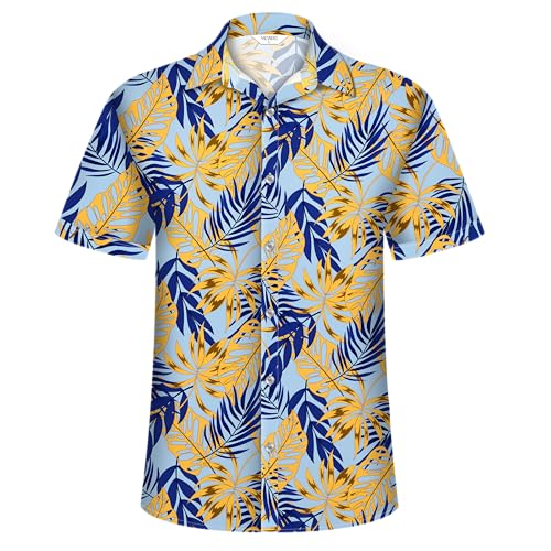 Image of Hawaiian Shirt for Men Tropical Shirts Summer Beach Button Down Short Sleeve Luau Aloha Floral Cruise Vacation Outfit 2026