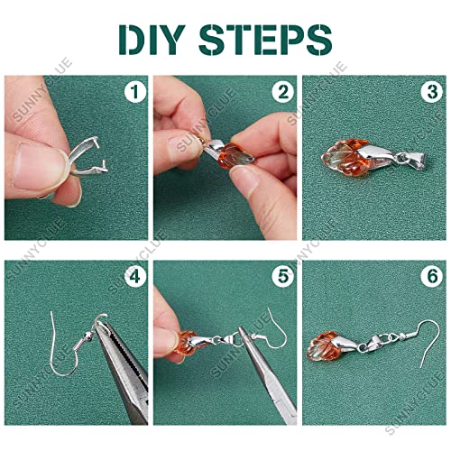 SUNNYCLUE 1 Box 120Pcs 4 Size Brass Pinch Bails Pendants Silver Pinch Clip Bail Clasp Dangle Charm Bead Pendant jewelry making Connectors for Necklace Dangle Charm DIY Craft Making - Image 4