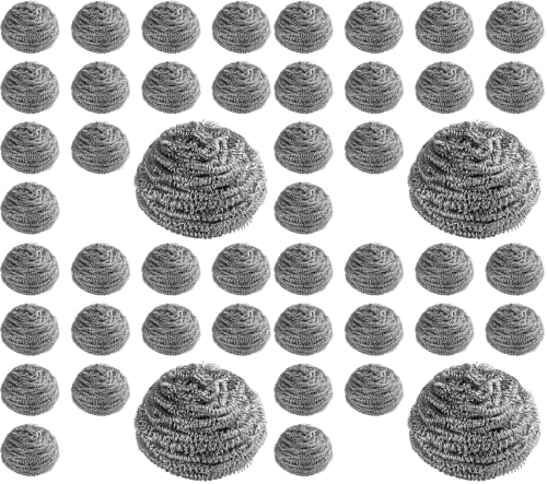 Image of New Star Foodservice Extra Large (50 Grams) Stainless Steel Sponges Scrubbers, Set of 12 (Pack of 4)