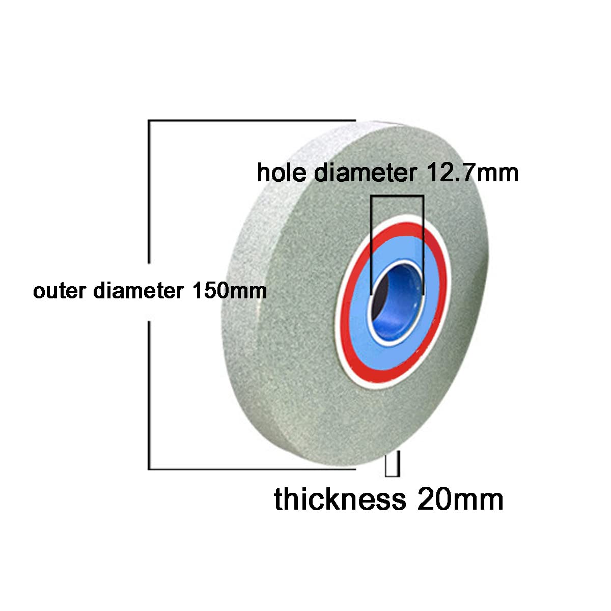 Meule pour Touret Carbure de Silicium Vert Meule,Diamètre Extérieur 150mm Diamètre du Trou 12.7mm Épais 20mm,120 Grit