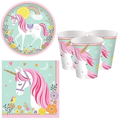 Unicorn Party Supplies Magical Unicorn Tableware Set Paper Plates Cups Napkins Birthday Party Celebration Cover