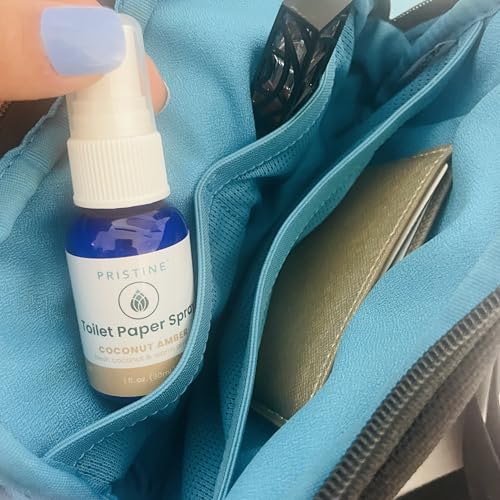 Image of PRISTINE Toilet Paper Spray - As Seen on Shark Tank, More Natural Flushable Wet Wipes Alternative, Spray Toilet Paper to Create Flushable Wipe, Coconut Amber, 1 fl oz Travel Size