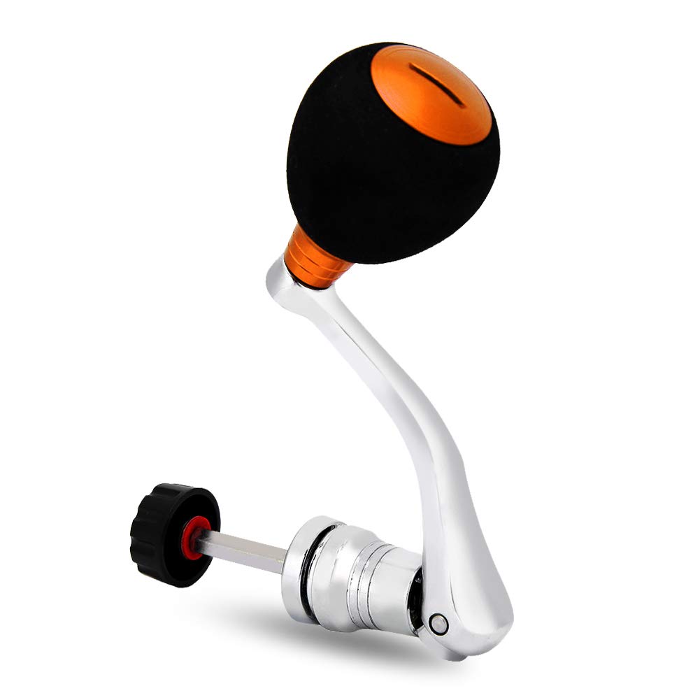 Keenso Reel Replacement Handle, Metal Rocker Arm Grip spinning Metal made hex trunk Spinning Fishing Reel with EVA Premium Metal Comfortable and Anti-slip