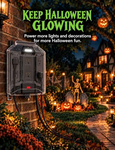 25FT Outdoor Power Stake with Weatherproof Full-Cover Design | 6 grounded outlets, 14AWG cord, overload protection, stake mount & night light for outdoor power access - image 4