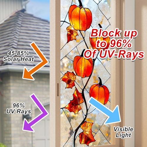 Película para Ventana Privacidad Hojas Otoño 17.7 x 39.3 pulgadas miniatura 4
