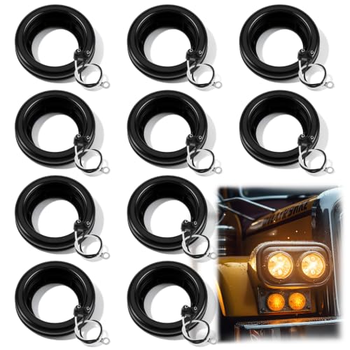Image of Pangda 10 Pack 2.5 Inch Rubber Grommets for Truck Trailer Boat Lights with 2 Prong Pigtails Trailer Side Marker Lights Grommets with 2 Pin Wire Pigtail Connector Kit for Truck RV Boat