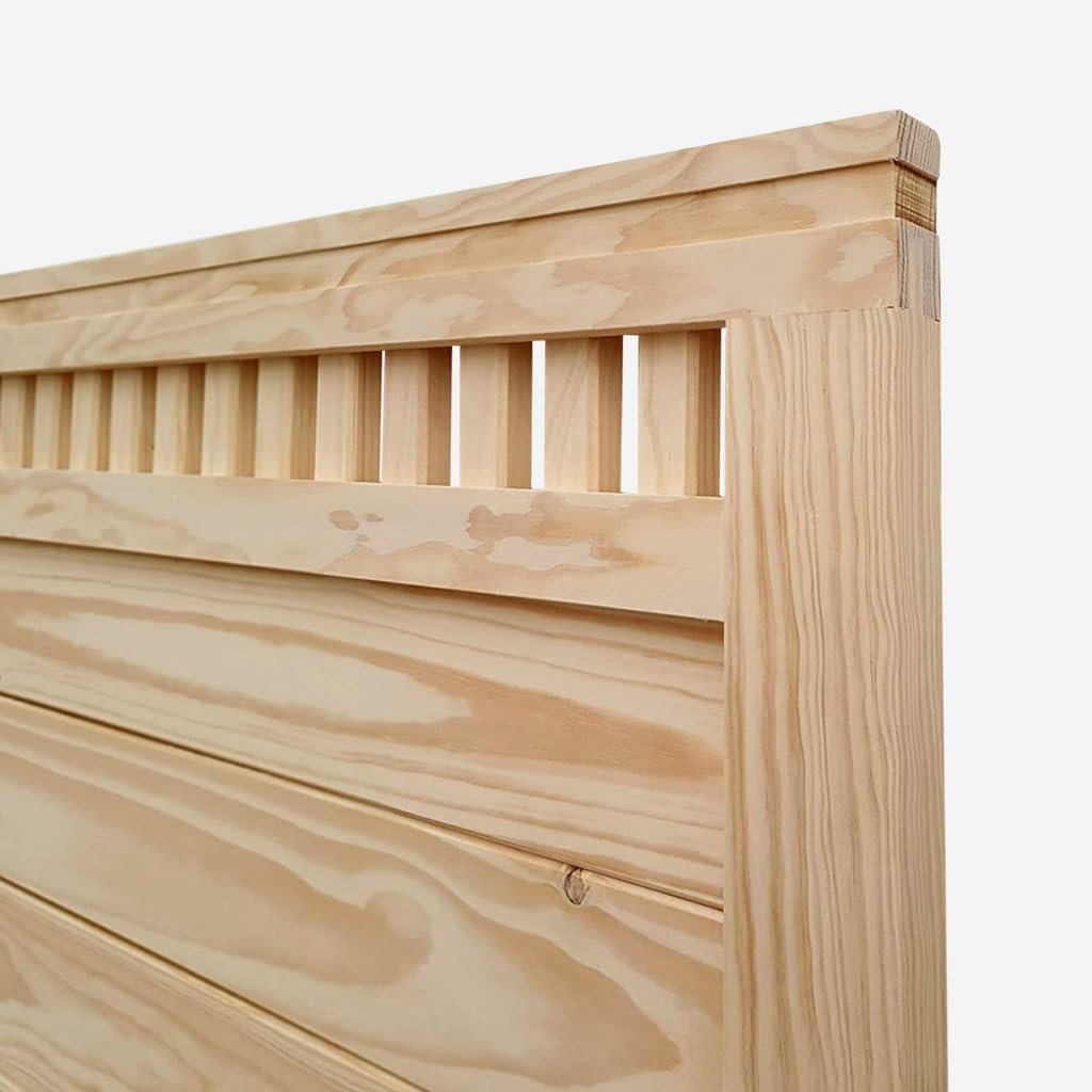 Muebles Cabecero de Madera Bora (Flotante), para Pared. para Camas de 135 | Cabezal Madera Pino | Dormitorio Matrimonio (Blanco, Cama 135 (145 cm))