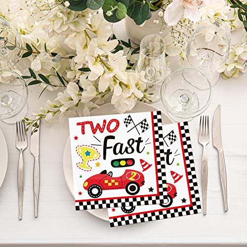 50Pcs Two Fast Birthday Party Napkins Supplies Disposable Race Car 2Nd Birthday Party Napkins Set Tableware Two Years Old Party Baby Shower Decorations Favors For Boys #TOP5