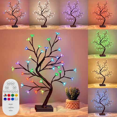 Vanthylit Multicolour Cherry Blossom Tree Light up, 36 LED Bonsai Tree Colour Changing, RGB Lighted Spirit tree for Indoor Outdoor Home Party Holiday Christmas Decoration