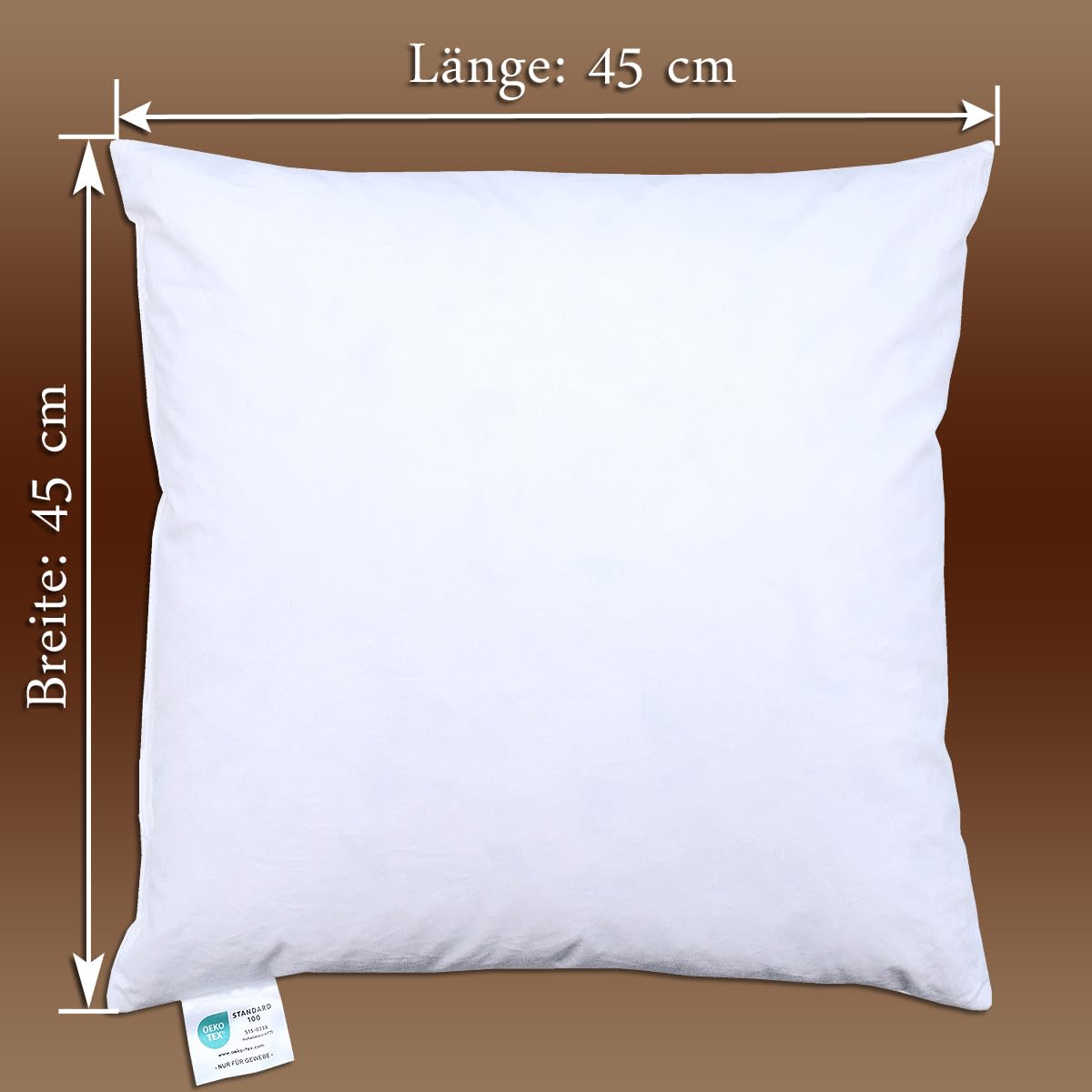 Kissenfüllung Livia 45 x 45 cm mit 600g Daunen-Federfüllung und aus Ökotex-Baumwolle- hochwertiges Federkissen in weiß mit extra Dicker Füllung - Kissen-Inlett