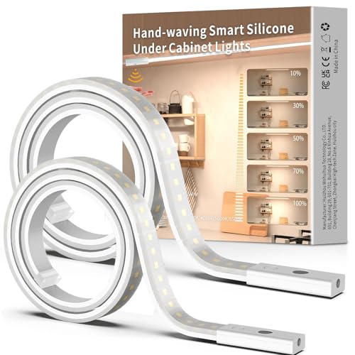 SIBI LIGHTING LED Unterbauleuchte, 2 Stück 1m Dimmbar Led Lichtleiste Küche Selbstklebend, Flexibel Silikon LED Streifen inkl. 24V Netzteil für Küche, Büro, Schlafzimmer
