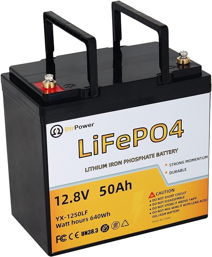 12V 50Ah LiFePO4 Lithium Trolling Motor Battery 50A BMS 10 Years Lifetime 5000+ Cycles Output Power 640W Perfect for RV Boat Marine Trolling Motor Camping