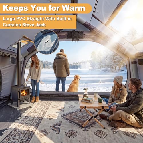 Image of Inflatable Camping Tent,2 /4 /6 /8 Person Glamping Inflatable Tents with Awning, Quick Setup Blow Up Tents with Pump, Waterproof Oxford Inflatable House for Camping, Air Glamping Hot Tents for Adult