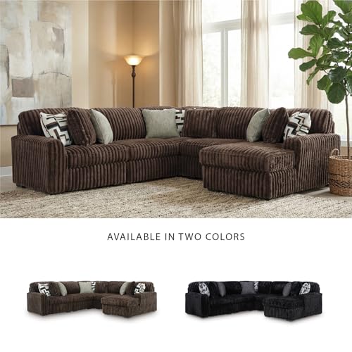 Image of Signature Design by Ashley 5-Piece Sectional Couch with Chaise, Chocolate