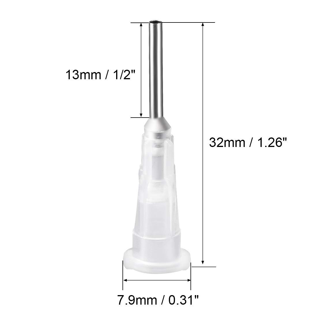 Industrie Spendernadel mit Luer Lock, Präzisionsapplikator 17G 1/2 Zoll, 10 Stück, transparent