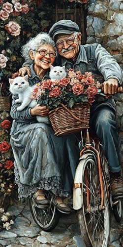 Gato Diamond Painting Adultos, 5D Diamond Painting Bicicleta Manualidades Adultos DIY Ronda Pintura Diamante Pintura Cuadro Diamantes Cristal Art Set para Decoración Pared Hogar 40x80cm, Model647