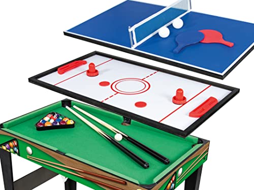 Teorema Giocattoli - 4 in 1 Spieltisch aus Holz, Tischfußball, Tischtennis, Air Hockey, Billard, Maße 96 x 86 x 68, 67359 – Bild 4
