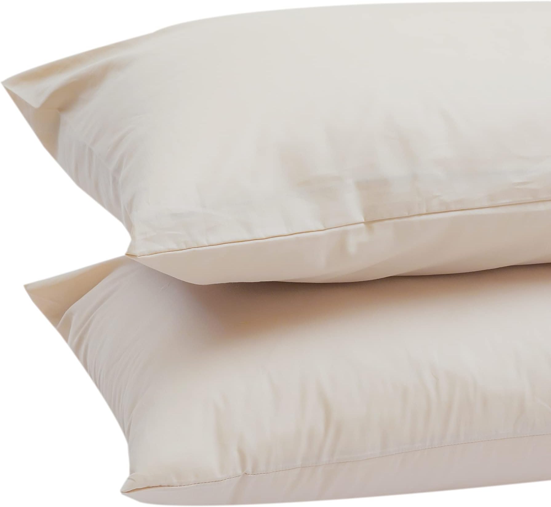 2-Piece Pillow Covers - Luxurious 180 Thread Count 100% Cotton Dyed Percale, Size: 50 x 75 cm, Perfect for Elevating Your Bedroom Décor with Comfort and Elegance, Stone