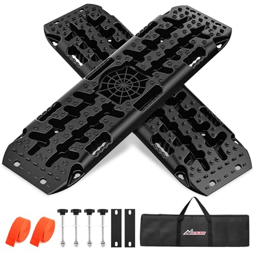 Image of Nilight Off Road Traction Boards with Jack Lift Base Heavy Duty Recovery Boards for Truck Jeep SUV Tire Traction Mats for Mud Sand Dunes Snow Vehicle Recovery Gear with Carry Bag Mounting Kit 2PCS