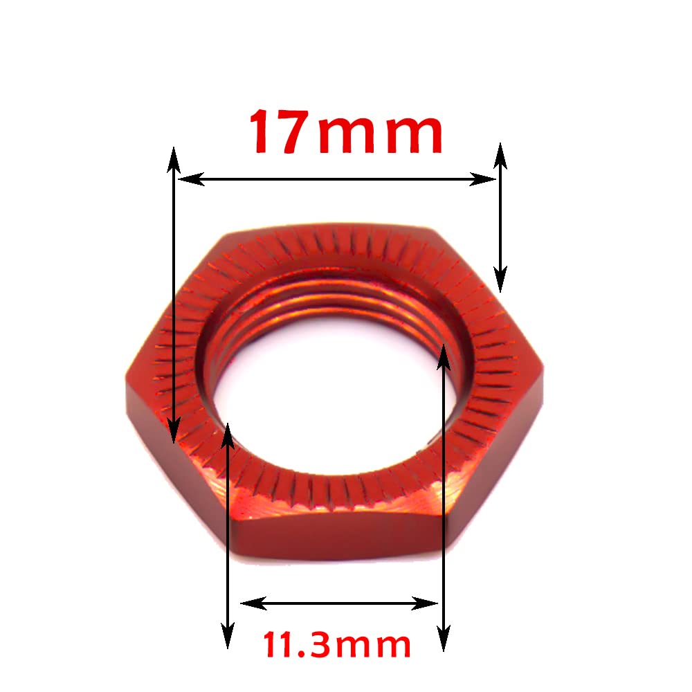 4PCS 17mm Wheel Nut Hex Adapter Thread Pitch 1.25mm for Some RC Hobby Model Car Hobao Wheel Nut 1/8 RC Model Car Accessorys(4pcs Red)