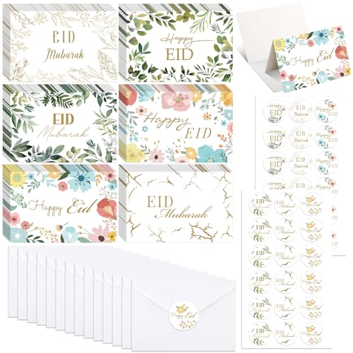 Saypacck 36 Pcs Ramadan Eid Mubarak Greeting Cards with Envelopes and Stickers Assorted Ramadan...