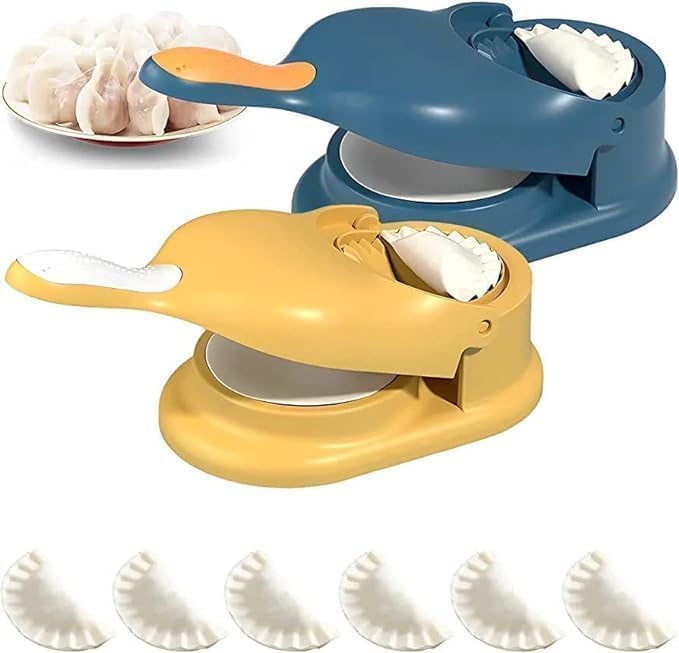 Swarahandier 2-in-1 Dumpling Maker and Puri Press Machine Plastic Mould Tool for Momos Gujiya Kachori Samosa Wrapper Kitchen Cooking and Snack Preparation (Multicolor) 4