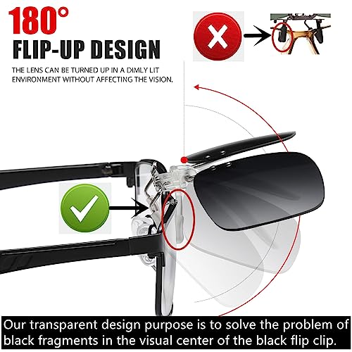 Polarized Large Flip Clip On Sunglasses over Glasses4