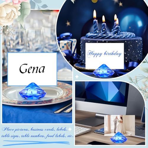 Boao 24 Pack Diamond Place Card Holders Acrylic Table Number Holder Card Stands Crystal Diamond Party Decorations Favor for Weddings Home Table(Dark Blue) by Boao - Image 6