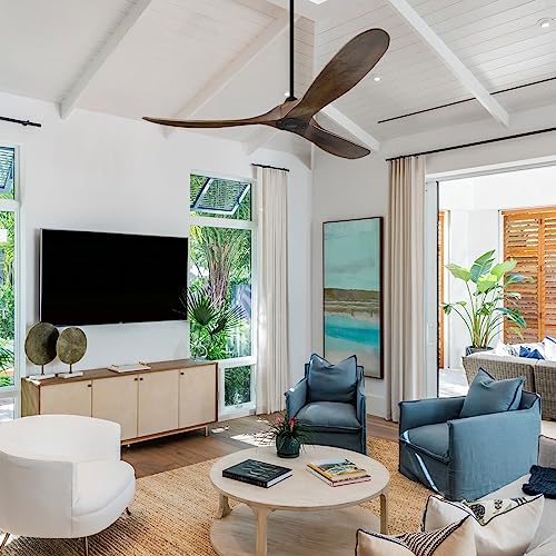 Ekxiio 60 Inch Outdoor Ceiling Fan For Patios, Wood Ceiling Fans Without Light, 3 Blade Propeller Ceiling Fan No Light With Remote Quiet Dc Motor Large Airflow For Farmhouse Bedrooms Gazebo #TOP6