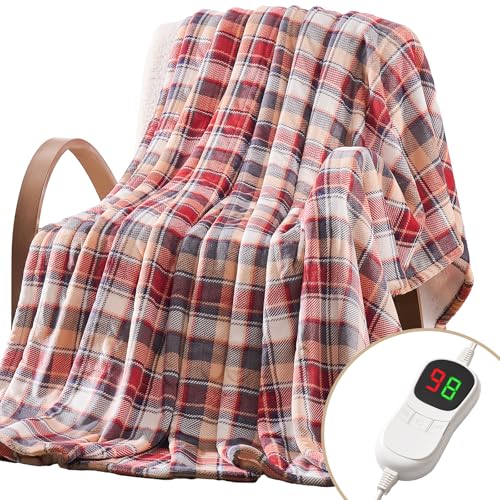 Image of Homemate Electric Blanket Heated Throw - 50x60 Ultra Soft Cozy Flannel Heating Blanket with 10 Fast Heat Levels 8 Hours Auto Off Over-Heated Protection ETL Certification Keep Warm in Home Office