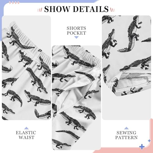 Pajama Pants Hand Drawn Black Crocodiles PJ Bottoms Sleepwear Lounge Sleep Pant with Pockets4