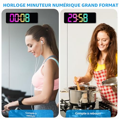 Horloge digitale pour la maison connectée, grand écran LED de salon - 6