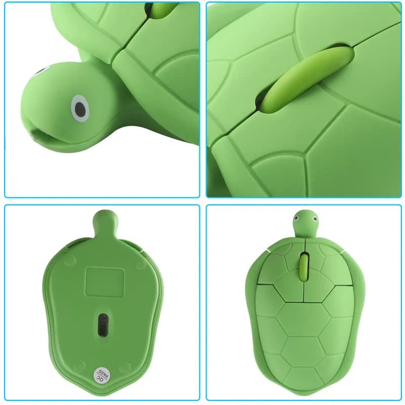 Image of Super Space Wireless Mouse,Cute Animal Green Turtle Shape Portable Quiet Optical USB Mice, 1600 DPI 3 Buttons Silent Cordless Mouse for PC Laptop Computer Notebook MacBook Desktop