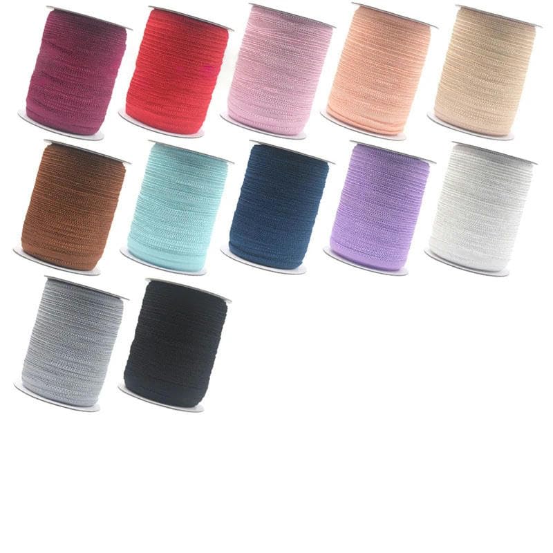 50 100 yardas por rollo de 3/8 "10 mm borde con volantes encaje banda elástica de licra ropa interior lencería costura Craft-U Elija color-100 yardas