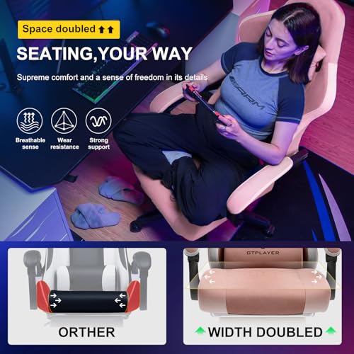 GTPLAYER Gaming Chair, Computer Office Chair with Pocket Spring Cushion, Linkage Armrests and Footrest, High Back Ergonomic Computer Chair with Lumbar Support Task Chair with Footrest