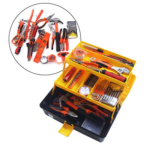 WEWLINE Portable Multi-function Tool Box, Plastic Toolbox with Organizer Tray and Divider,Household Folding Three-layer Tools Box Organizer