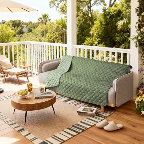 Image of gogobunny 100% Double-Sided Waterproof Dog Bed Cover Pet Blanket Sofa Couch Furniture Protector for Puppy Large Dog Cat, Reversible (82x120 Inch (Pack of 1), Dark Green /Light Green)