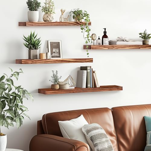 Floatingwallshelves4packrusticbrown16inchwoodenwallshelvesforstorageanddecormultifunctionalandeasytoinstallforlivingroombedroomandkitchen Urban Country Home Decor Floating wall shelves 4 pack rustic brown 16 inch wooden wall shelves for storage and decor multi functional and easy to install for living room bedroom and kitchen urban country home decor