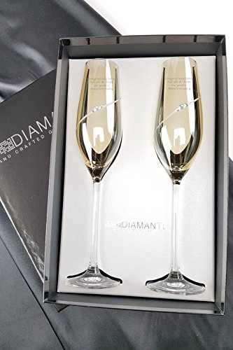 Engraved Amber Silhouette Flutes with Swarovski Elements