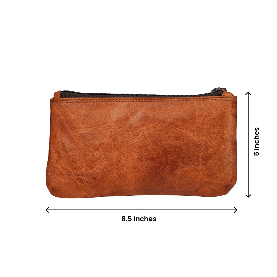 EXPORT 12 Vintage Leather Pencil Case - Brown Leather, Small Pencil Case, Elegant Pen Pouch