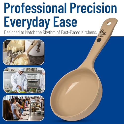 Image of Carlisle FoodService Products Measure Miser Plastic Measuring Spoon with Short Handle, 6 Ounces, Beige