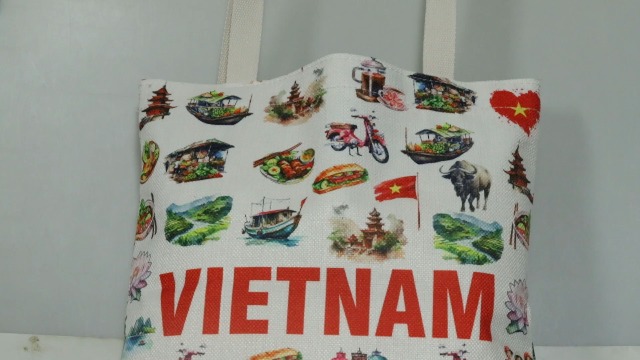 Bolsa de compras inspirada en Vietnam, bolsa tote para viaje con temática vietnamita, regalo temático de Vietnam miniatura 7