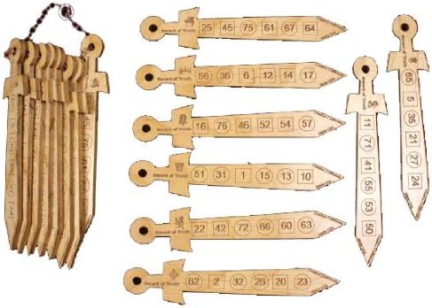 Swords of Truth - Math Magic Sword Trick - Astounding Math Trick with 8 Wooden Swords, Numbers and Shapes