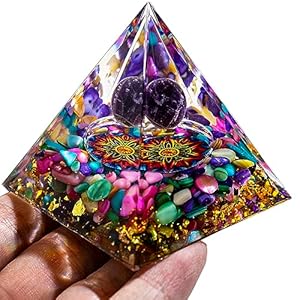 Orgone Pyramid The Zodiac Pyramid Chakra Energy Healing Crystal Pyramid for Health Lucky Success Home Decor Gift (2 inches – Color Agate)
