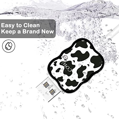 Image of Cute Phone Charger Cable Protector for Samsung Android USB Charger Wave Shape,Cow Leopard Pattern 4 PCS USB Cable Protectors,Phone Cord Protector for Women Girls,USB Charger Saver