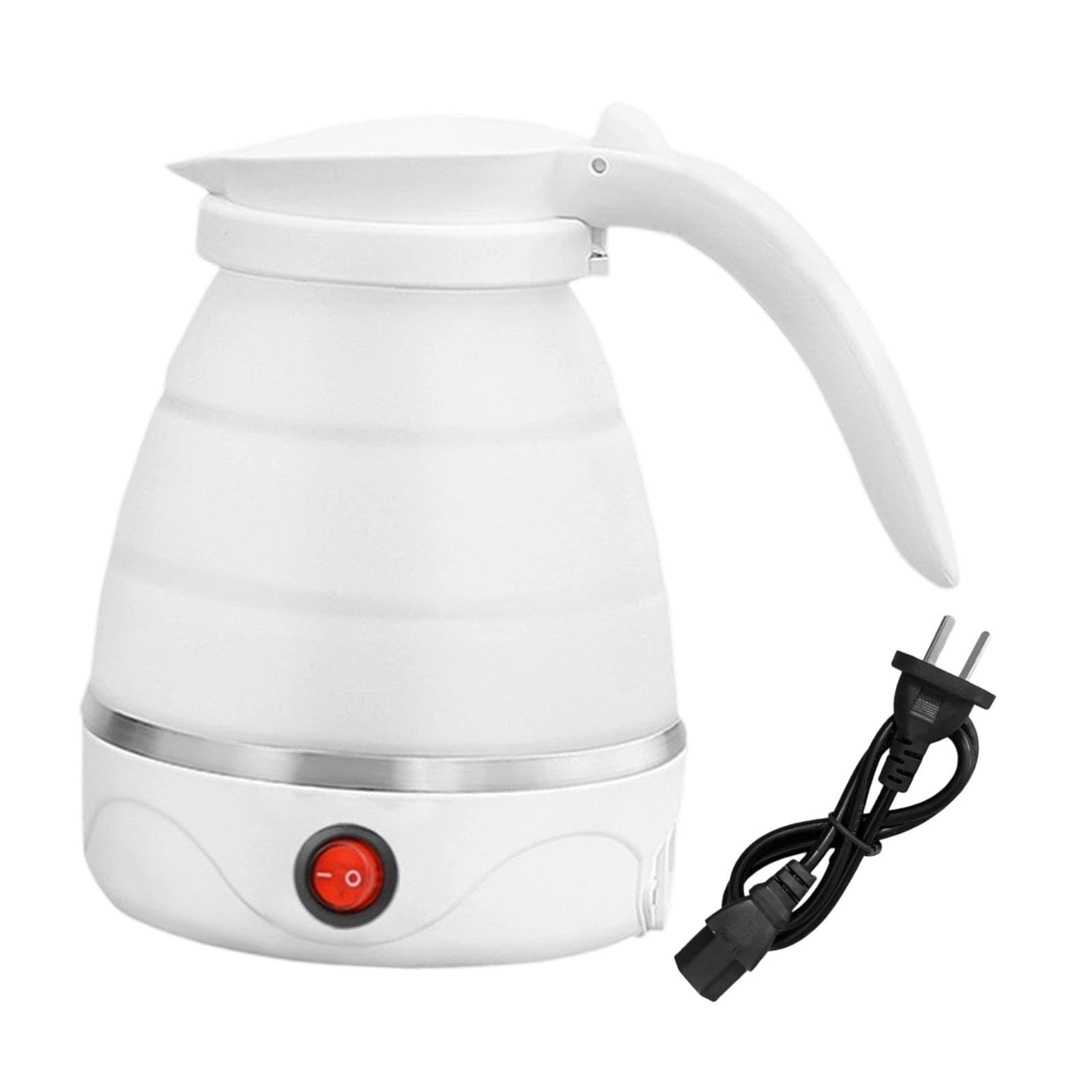 Travel Folding Electric Kettle 1.2L Small with Separabl | Travel Folding Electric Kettle 1.2L Small with Separable Power Cord Portable White Stainless Steel Silicone-image-14