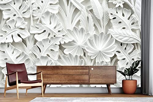BELOKA Papel Pintado 3D Cameo Style Flor De Yeso Fotomural 3D Papel Tapiz Moderno Papel Pintado Pared Dormitorio
